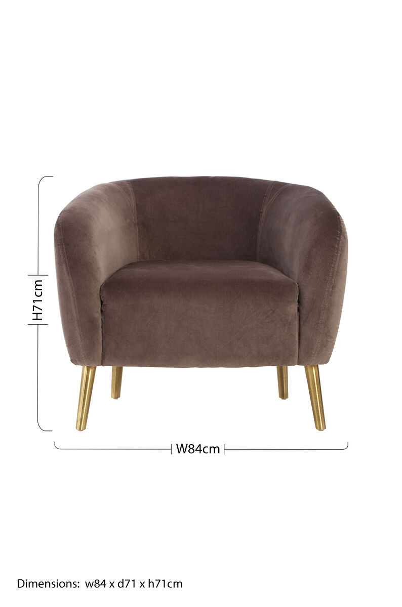 Grey Velvet Round Armchair | Louxor