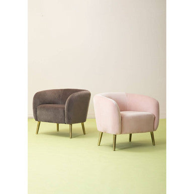Grey Velvet Round Armchair | Louxor