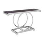 Black Tempered Glass Top Console Table with Polished Stainless Steel Frame | Novara