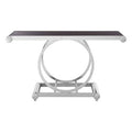 Black Tempered Glass Top Console Table with Polished Stainless Steel Frame | Novara