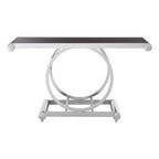 Black Tempered Glass Top Console Table with Polished Stainless Steel Frame | Novara