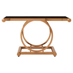 Black Tempered Glass Top with Rose Gold Stainless Steel Frame with Rounded Corners | Novara