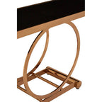 Black Tempered Glass Top with Rose Gold Stainless Steel Frame with Rounded Corners | Novara