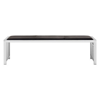 Black Leather Bench with Stainless Steel Frame | Novara