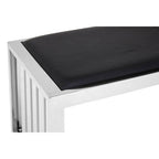 Black Leather Bench with Stainless Steel Frame | Novara