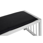Black Leather Bench with Stainless Steel Frame | Novara
