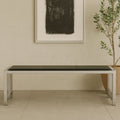 Black Leather Bench with Stainless Steel Frame | Novara