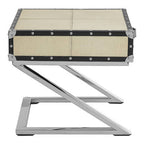Leather End Table with Metallic Stud Detail and Mango Wood Storage | Kensington Townhouse