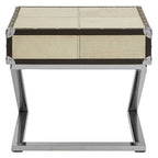 Leather End Table with Metallic Stud Detail and Mango Wood Storage | Kensington Townhouse
