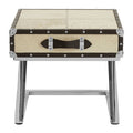 Leather End Table with Metallic Stud Detail and Mango Wood Storage | Kensington Townhouse