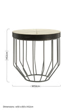Tall Iron Side Table with Genuine Leather and Mango Wood Top | Kensington Townhouse
