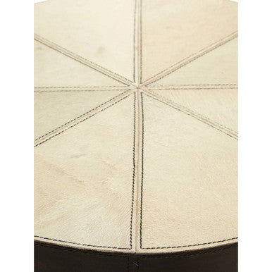 Tall Iron Side Table with Genuine Leather and Mango Wood Top | Kensington Townhouse