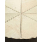 Tall Iron Side Table with Genuine Leather and Mango Wood Top | Kensington Townhouse