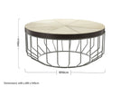 Genuine Leather Coffee Table with Distressed Grey Iron Cage Base | Kensington Townhouse
