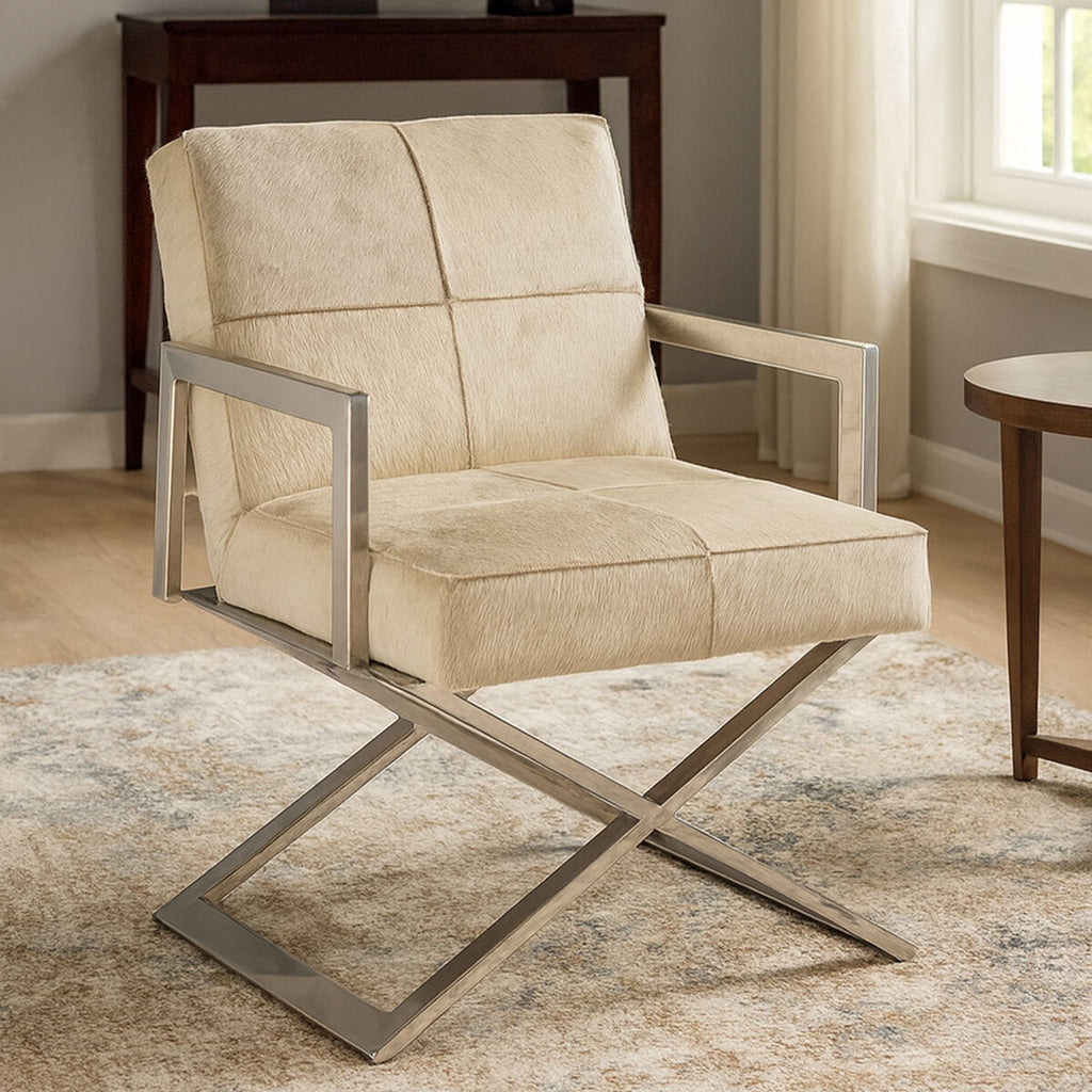Genuine Grey Leather Chair | Kensington Townhouse