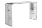 Silver Console Table with Clear Tempered Glass | Vogue