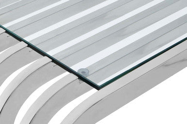 Silver Console Table with Clear Tempered Glass | Vogue