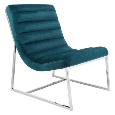 Teal Velvet Curving Profile Lounge Chair | Vogue