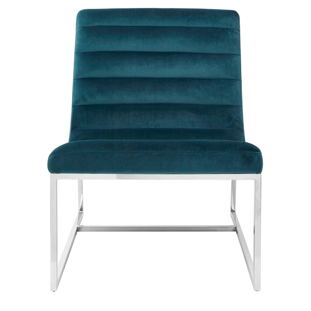 Teal Velvet Curving Profile Lounge Chair | Vogue