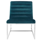 Teal Velvet Curving Profile Lounge Chair | Vogue