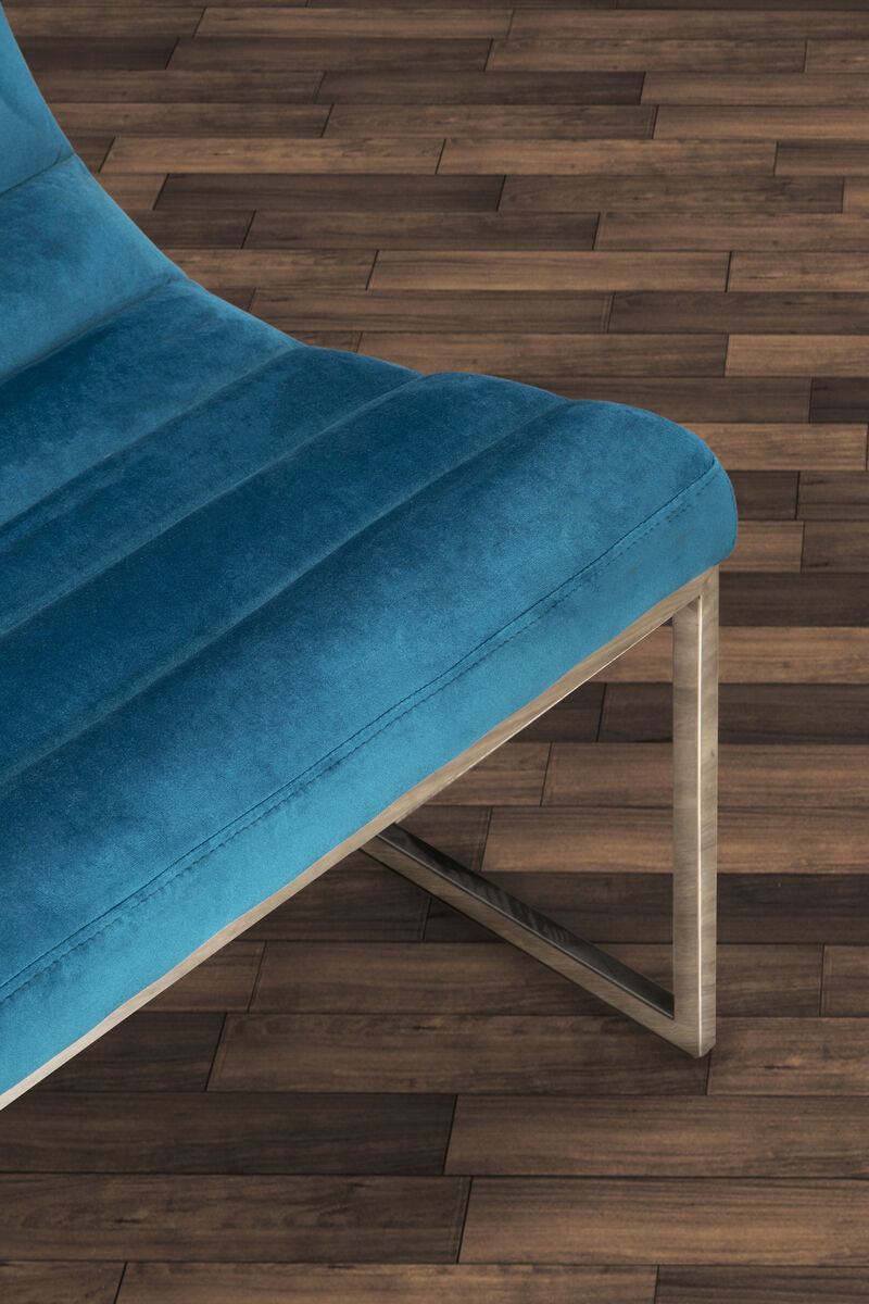 Teal Velvet Curving Profile Lounge Chair | Vogue