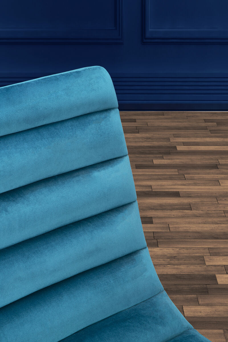 Teal Velvet Curving Profile Lounge Chair | Vogue