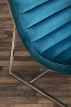 Teal Velvet Curving Profile Lounge Chair | Vogue