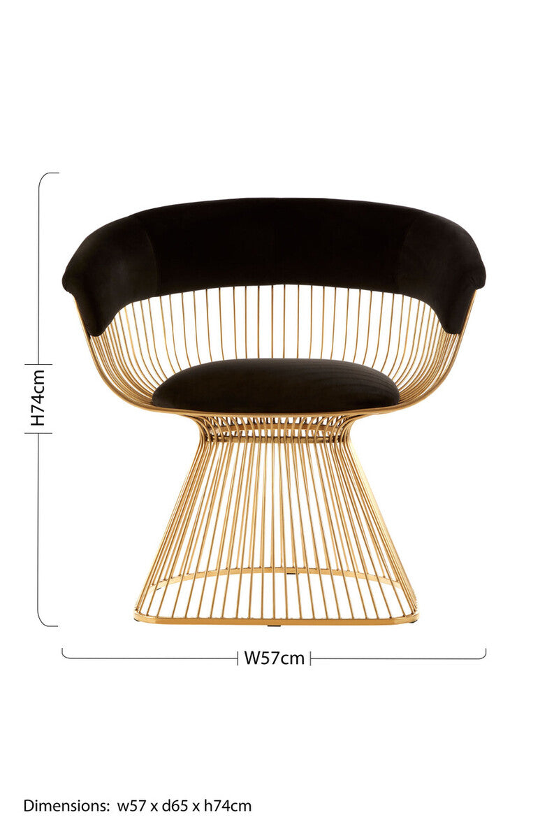 Black Velvet and Gold Finish Chair | Vogue
