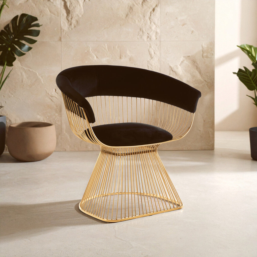 Black Velvet and Gold Finish Chair | Vogue