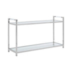 Silver Stainless Steel Base and Tempered Glass Console Table with Two Display Tiers | Vogue