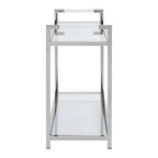 Silver Stainless Steel Base and Tempered Glass Console Table with Two Display Tiers | Vogue