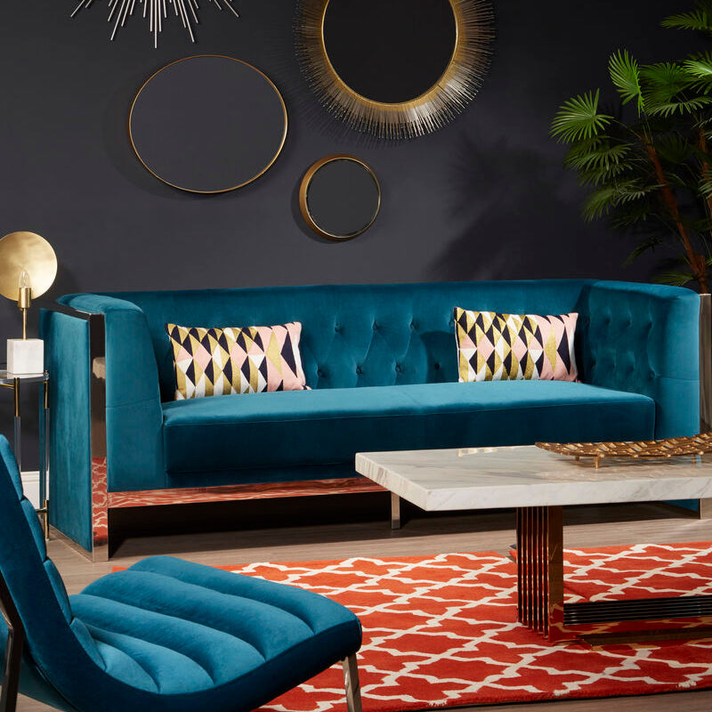 3 Seater Teal Velvet Sofa, Vogue