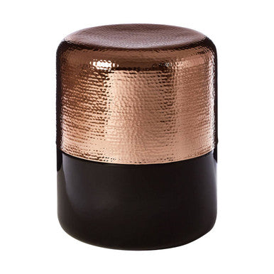 Black Glass Side Table with Hammered Copper Aluminium Base | Margot