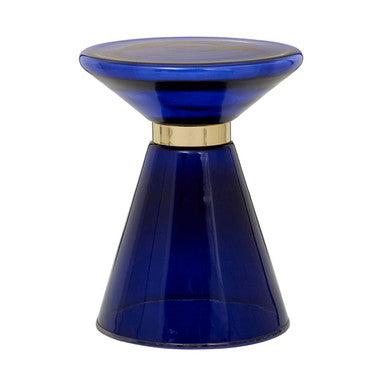 Blue Glass Side Table with Gold Steel Ring | Martini