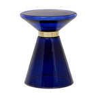 Blue Glass Side Table with Gold Steel Ring | Martini