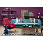 Blue Glass Side Table with Gold Steel Ring | Martini