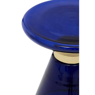 Blue Glass Side Table with Gold Steel Ring | Martini