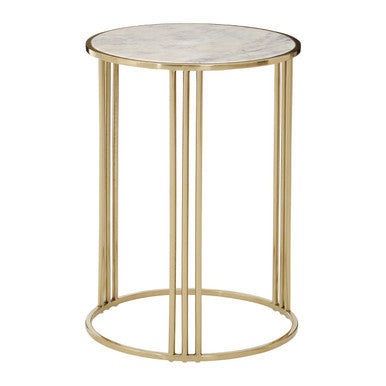 White Marble Top Round Side Table Gold Finish Steel Base | Macy