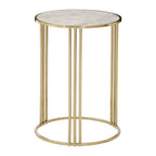 White Marble Top Round Side Table Gold Finish Steel Base | Macy