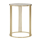 White Marble Top Round Side Table Gold Finish Steel Base | Macy