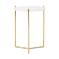Round White Agate Top Side Table with Gold Finish Frame | Macy