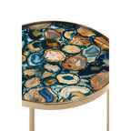 Agate Top Round Side Table with Gold Frame | Vita