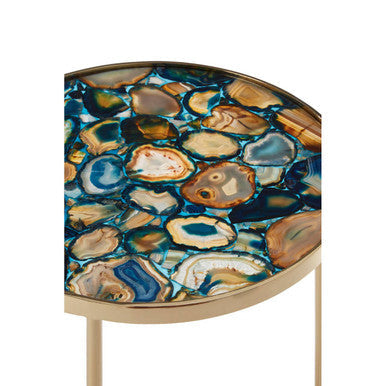 Agate Top Round Side Table with Gold Frame | Vita
