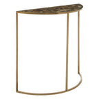 Black Agate Top Half Moon Console Table in Gold Coloured Steel Frame | Vita