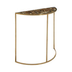 Black Agate Top Half Moon Console Table in Gold Coloured Steel Frame | Vita