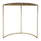 Black Agate Top Half Moon Console Table in Gold Coloured Steel Frame | Vita