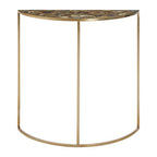 Black Agate Top Half Moon Console Table in Gold Coloured Steel Frame | Vita
