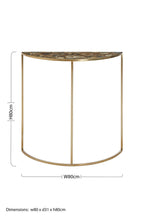 Black Agate Top Half Moon Console Table in Gold Coloured Steel Frame | Vita