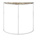 Half Moon Console Table with White Agate Stone Top and Silver Steel Frame | Vita