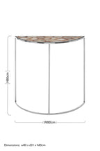 Half Moon Console Table with White Agate Stone Top and Silver Steel Frame | Vita